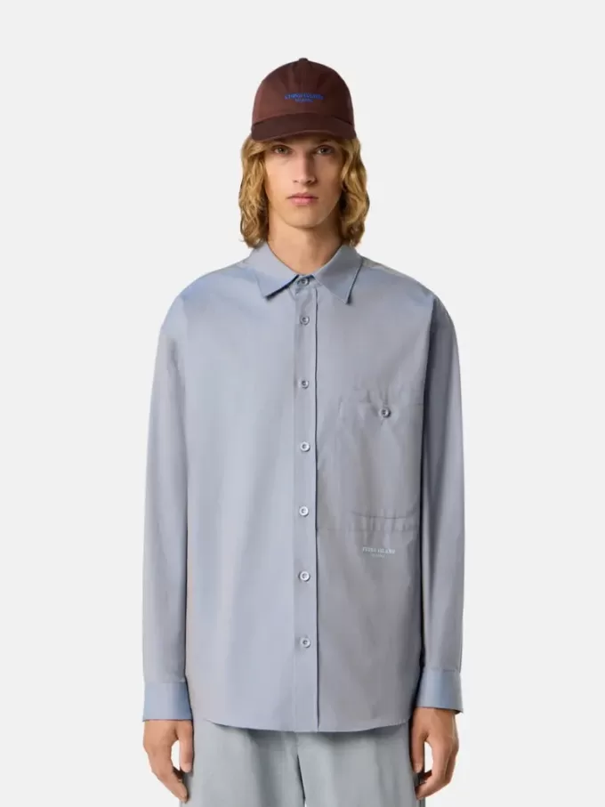 Chemise à manches longues confortable avec poche poitrine boutonnée Chemise à manches longues confortable avec poche poitrine boutonnée