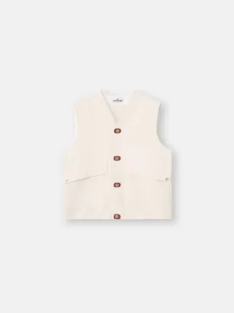Gilet avec fermeture à boutons et empiècements en caoutchouc Gilet avec fermeture à boutons et empiècements en caoutchouc