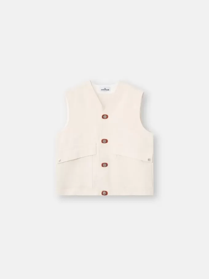 Gilet avec fermeture à boutons et empiècements en caoutchouc Gilet avec fermeture à boutons et empiècements en caoutchouc