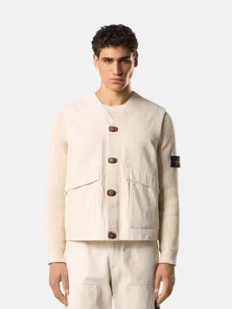Gilet avec fermeture à boutons et empiècements en caoutchouc Gilet avec fermeture à boutons et empiècements en caoutchouc