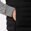 Gilet en duvet avec tunnels sans coutures et traitement anti-chute. Gilet en duvet avec tunnels sans coutures et traitement anti-chute.