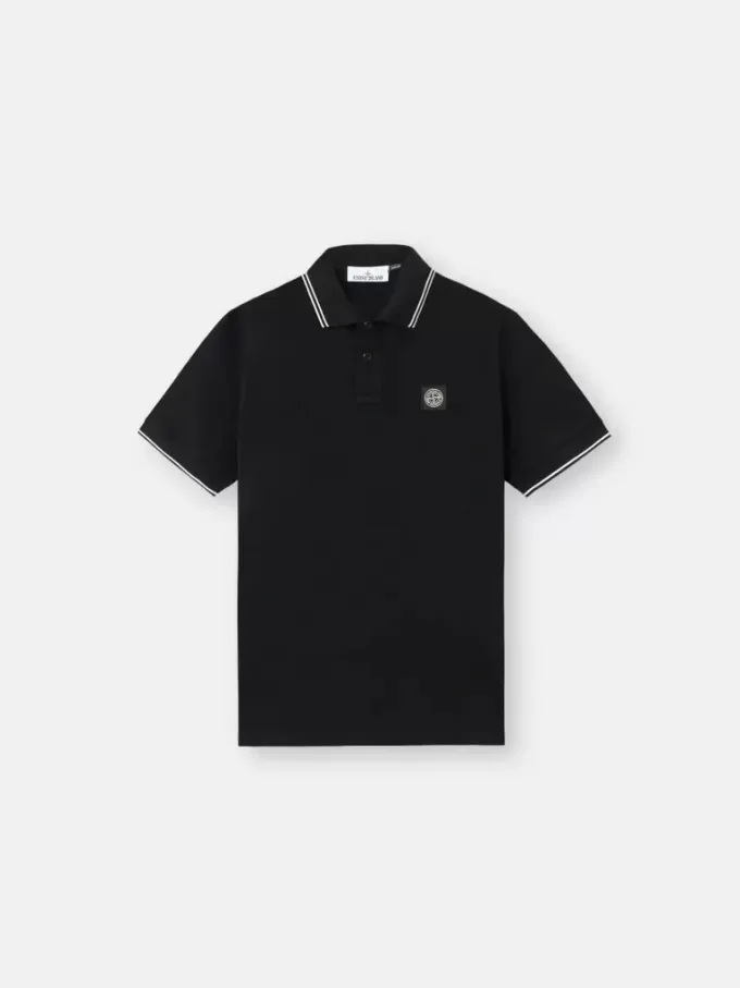 Polo à manches courtes slim fit avec détails rayés Polo à manches courtes slim fit avec détails rayés