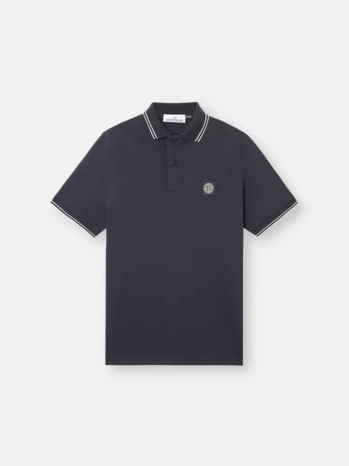 Polo à manches courtes slim fit avec détails rayés Polo à manches courtes slim fit avec détails rayés