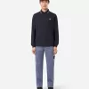 Polo à manches longues slim fit avec détails rayés Polo à manches longues slim fit avec détails rayés