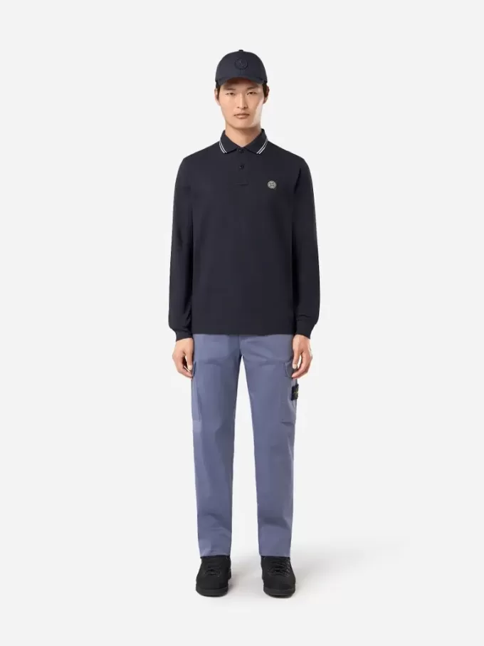 Polo à manches longues slim fit avec détails rayés Polo à manches longues slim fit avec détails rayés