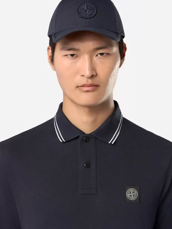 Polo à manches longues slim fit avec détails rayés Polo à manches longues slim fit avec détails rayés