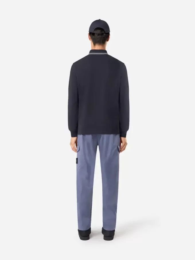Polo à manches longues slim fit avec détails rayés Polo à manches longues slim fit avec détails rayés