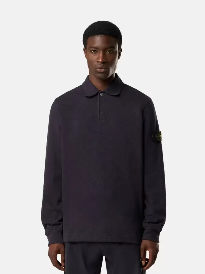Polo sweat-shirt coupe classique avec fermeture à boutons-pression