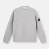Pull à col montant avec larges bordures côtelées