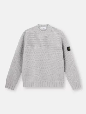 Pull à col montant avec larges bordures côtelées