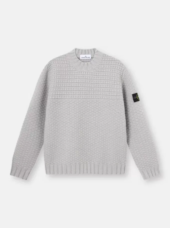 Pull à col montant avec larges bordures côtelées