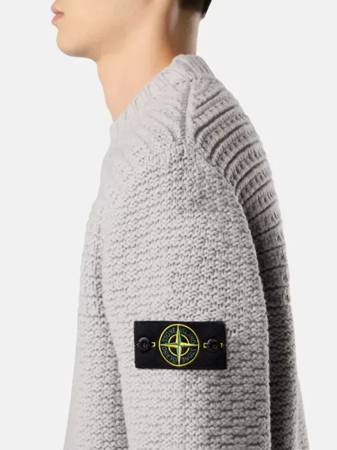 Pull à col montant avec larges bordures côtelées