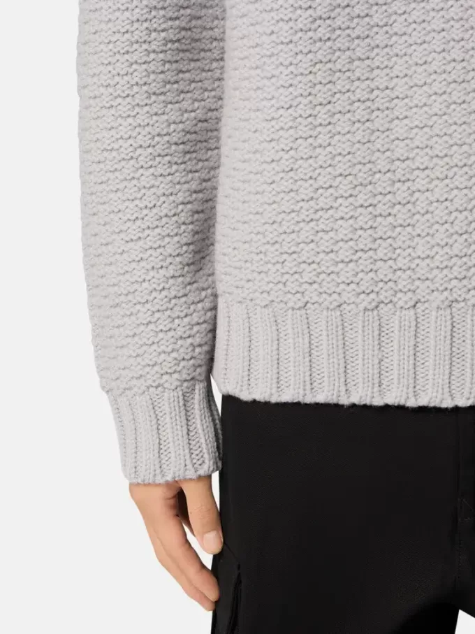 Pull à col montant avec larges bordures côtelées