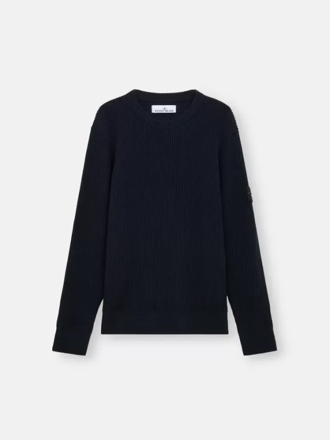 Pull à col rond avec bordures côtelées