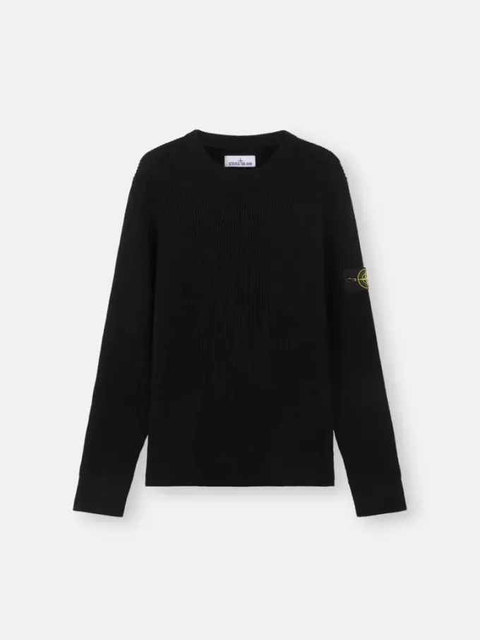 Pull à col rond avec bordures côtelées