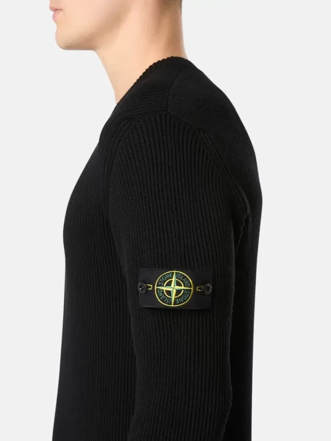 Pull à col rond avec bordures côtelées