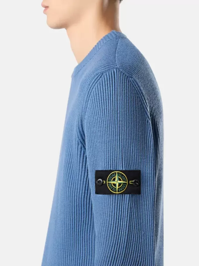 Pull à col rond avec bordures côtelées