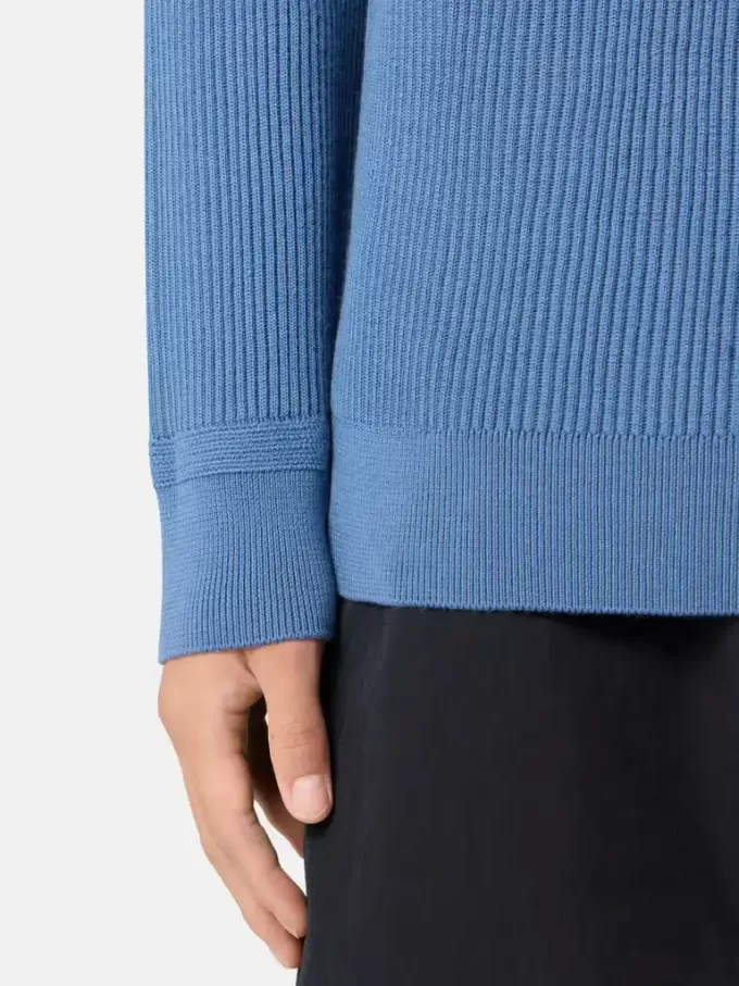 Pull à col rond avec bordures côtelées