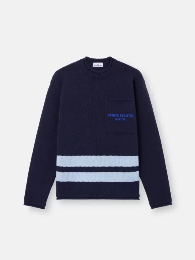 Pull à col rond avec poche poitrine et imprimé