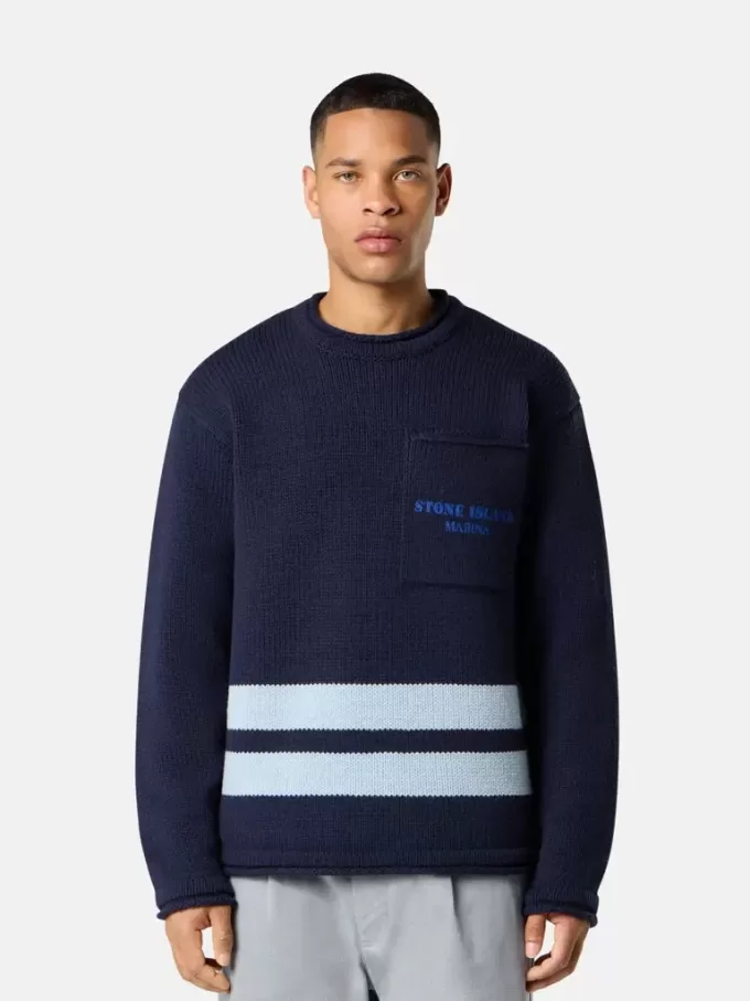 Pull à col rond avec poche poitrine et imprimé