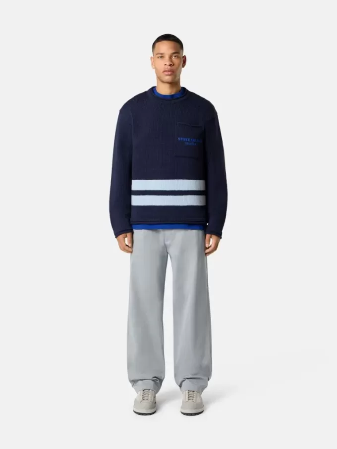 Pull à col rond avec poche poitrine et imprimé