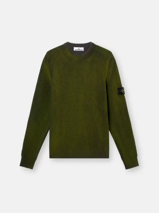 Pull à col rond avec spray bicolore et côtes de pêcheur