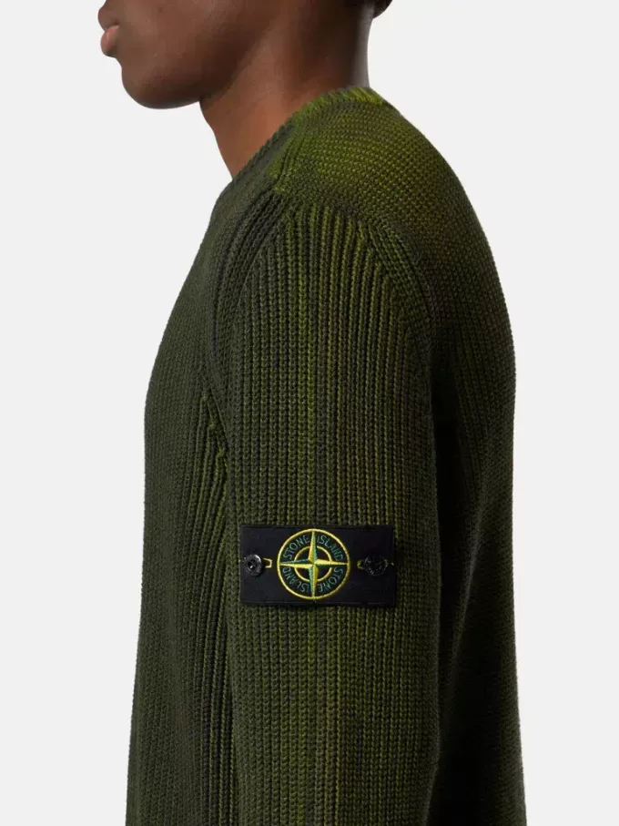Pull à col rond avec spray bicolore et côtes de pêcheur