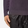 Pull à col rond avec spray bicolore et côtes de pêcheur