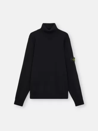 Pull à col roulé avec bords-côtes