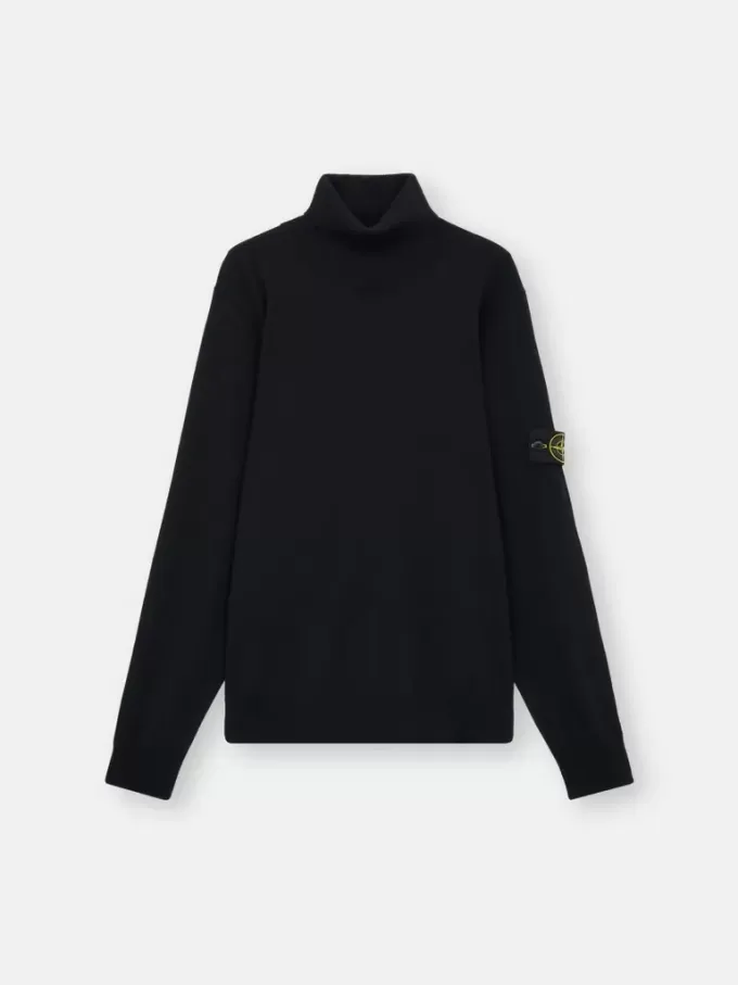 Pull à col roulé avec bords-côtes