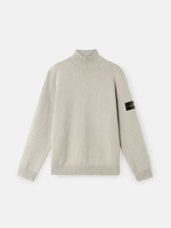 Pull à col roulé avec bords-côtes