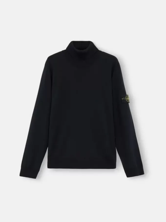 Pull à col roulé avec bords-côtes