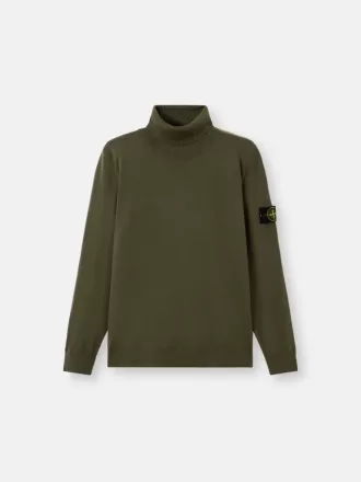 Pull à col roulé avec bords-côtes