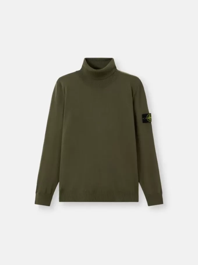 Pull à col roulé avec bords-côtes