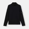 Pull à col roulé avec bords finement côtelés
