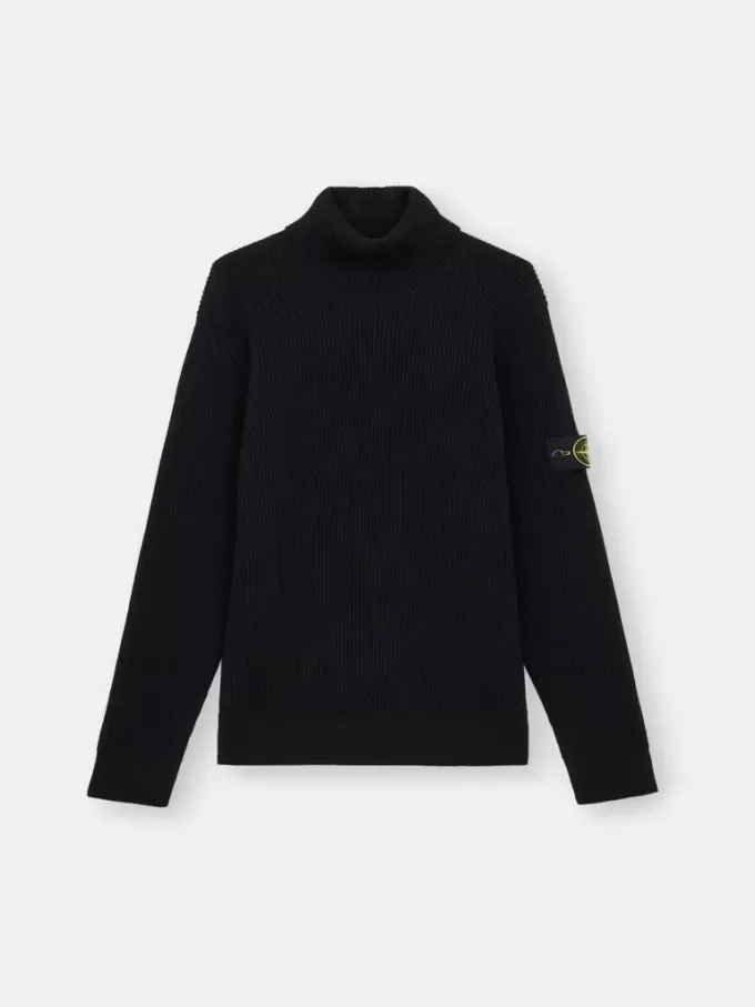 Pull à col roulé avec bords finement côtelés