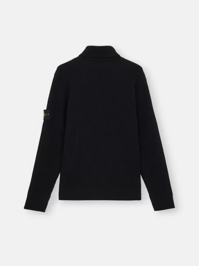 Pull à col roulé avec bords finement côtelés