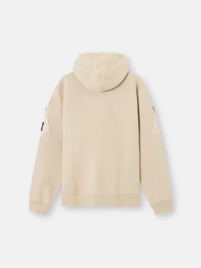 Sweat-shirt à capuche et fermeture éclair, coupe classique, avec poches sur les manches.