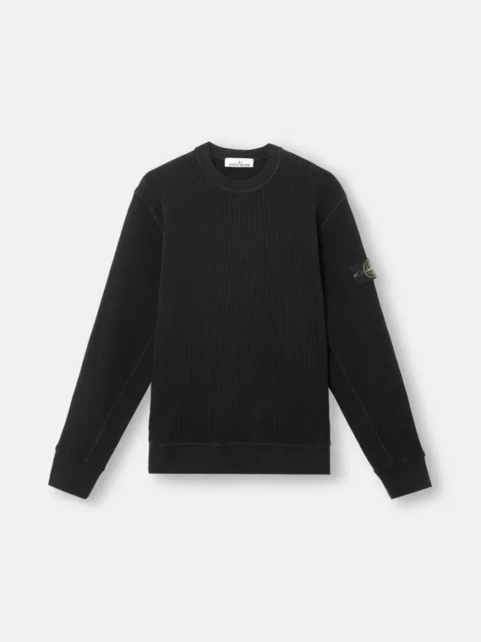 Sweat-shirt à col rond avec détails côtelés