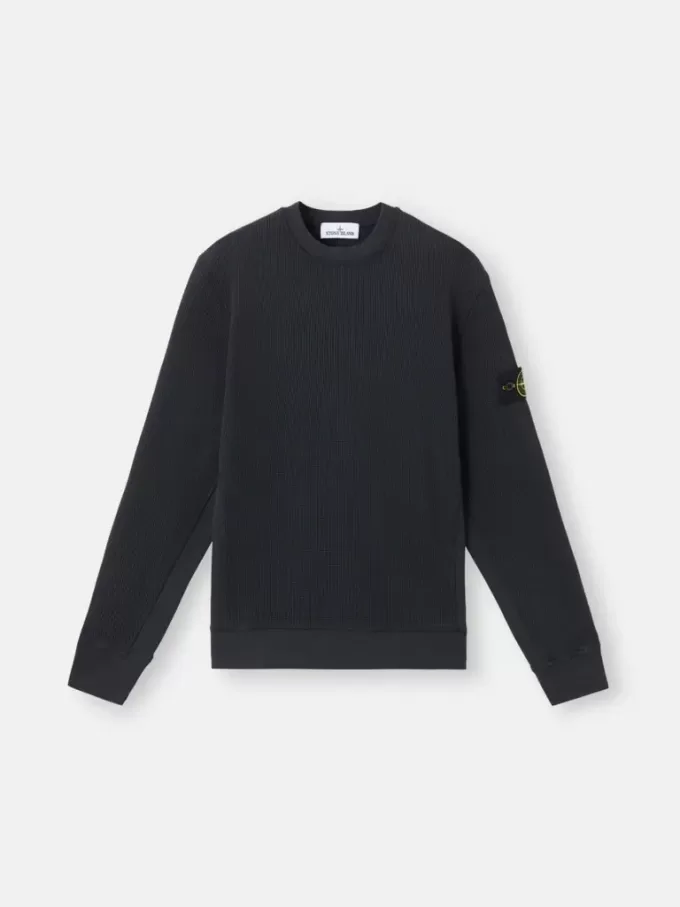 Sweat-shirt à col rond avec détails côtelés