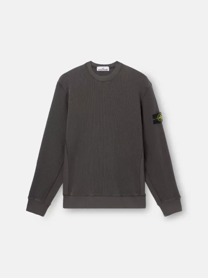 Sweat-shirt à col rond avec détails côtelés