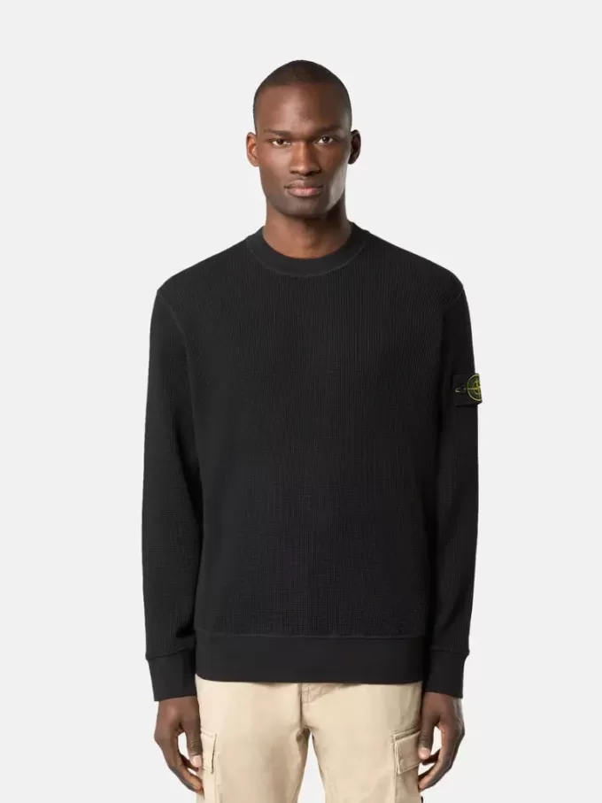 Sweat-shirt à col rond avec détails côtelés