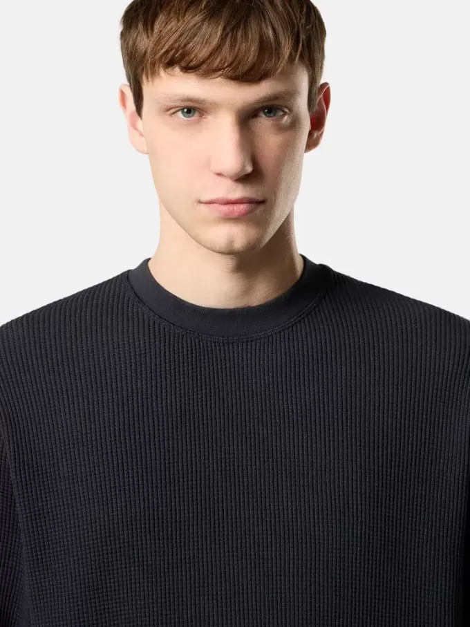 Sweat-shirt à col rond avec détails côtelés
