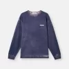 Sweat-shirt à col rond et coupe classique avec inscription imprimée