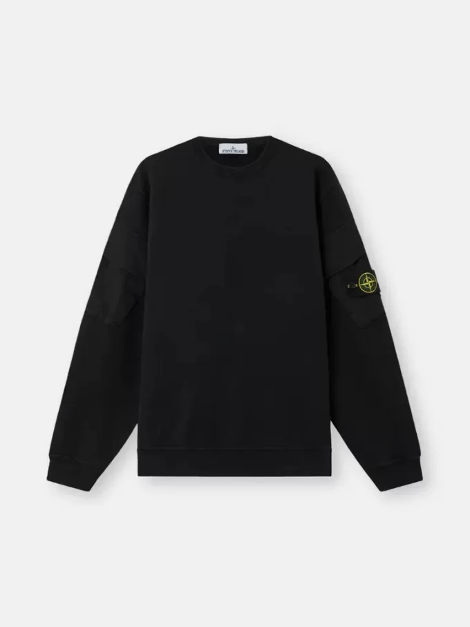 Sweat-shirt à col rond et coupe classique avec poches sur les manches Sweat-shirt à col rond et coupe classique avec poches sur les manches