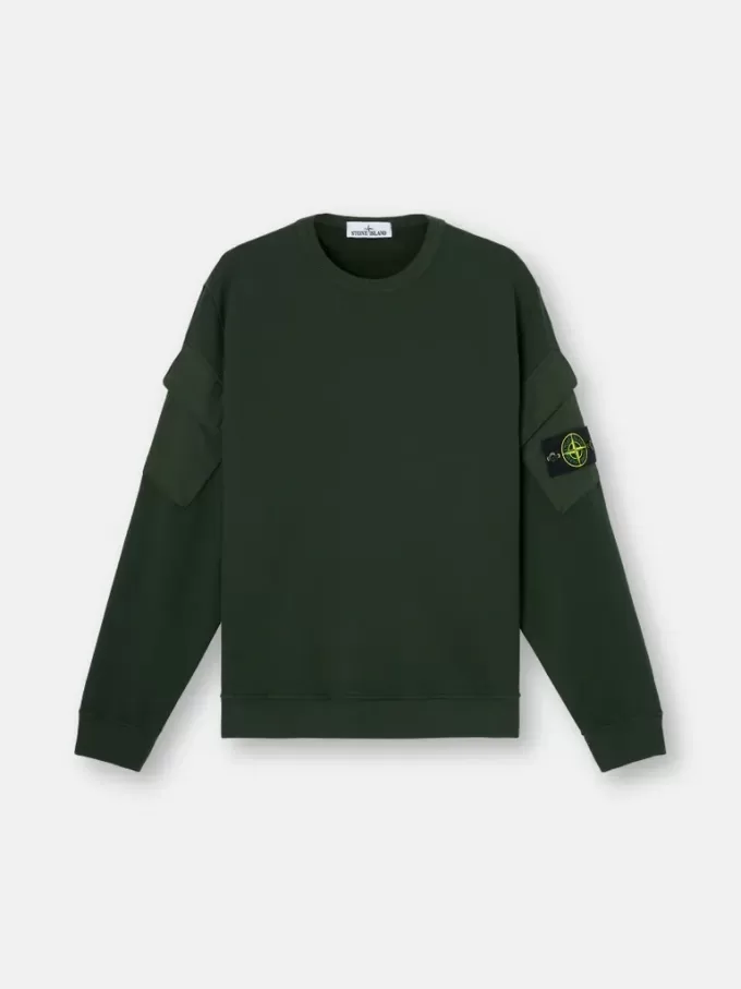 Sweat-shirt à col rond et coupe classique avec poches sur les manches Sweat-shirt à col rond et coupe classique avec poches sur les manches