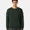 Sweat-shirt à col rond et coupe classique avec poches sur les manches Sweat-shirt à col rond et coupe classique avec poches sur les manches