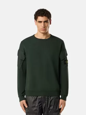 Sweat-shirt à col rond et coupe classique avec poches sur les manches