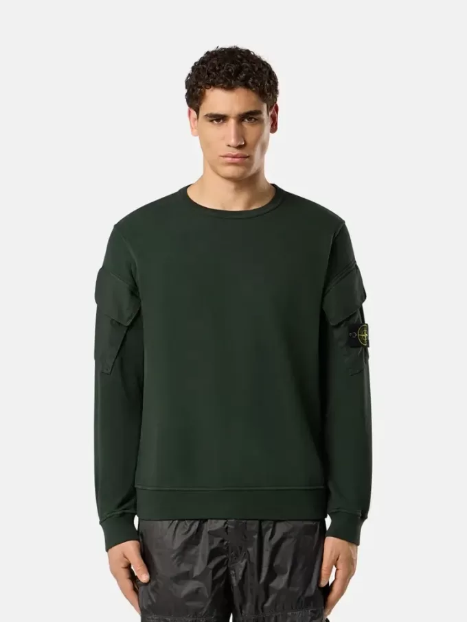 Sweat-shirt à col rond et coupe classique avec poches sur les manches Sweat-shirt à col rond et coupe classique avec poches sur les manches