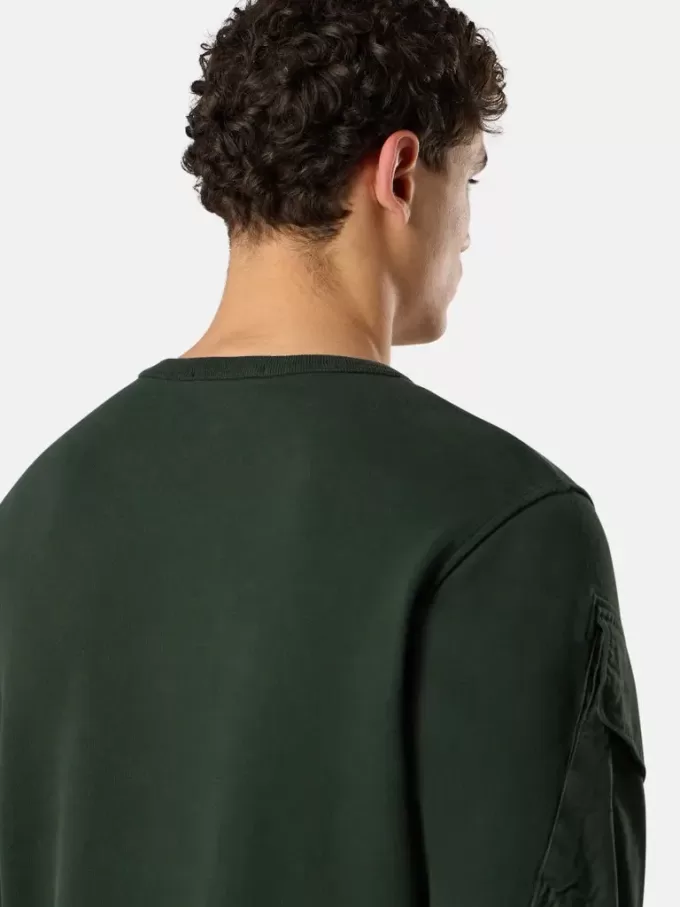 Sweat-shirt à col rond et coupe classique avec poches sur les manches Sweat-shirt à col rond et coupe classique avec poches sur les manches